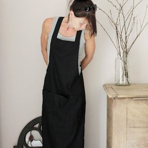 Classic Linen Pinafore Dress, Long Overall Dress, Dungaree Style, Casual Women's Pinafore, Gift