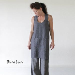 Linen Pinafore Apron, Crossback Apron, No Tie Adjustable, Gardening Apron, Gift for Girlfriend Blue grey