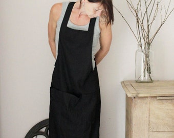 Classic Linen Pinafore Dress, Long Overall Dress, Dungaree Style, Casual Women's Pinafore, Gift