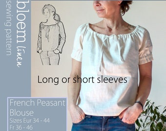 Sewing Pattern for a French Peasants Blouse, Instant PDF Download