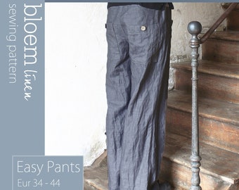 Sewing Pattern Loose Fit Pants PDF, Trousers Tutorial, Instant Download Trousers Pattern, Drawstring Waist, Straight Leg, DIY Clothing