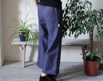 Loose Fit Linen Pants, Sample Sale in Eur 34/US 4, Straight 7/8 Leg, Lightweight Summer Trousers, Casual Women's Wear