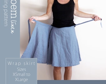 Patrón de costura digital Falda envolvente, Patrón de falda PDF, Tutorial de costura DIY, Proyecto de costura para ropa de mujer