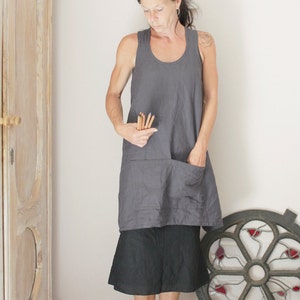 Linen Pinafore Apron, Crossback Apron, No Tie Adjustable, Gardening Apron, Gift for Girlfriend image 4