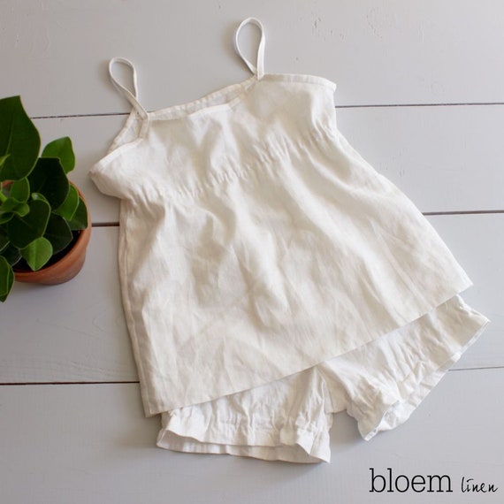 Natural Linen Bloomers and Camisole Skin friendly Pajama Set Comfy Women s Nightwear Eco friendly Sleepwear Etsy