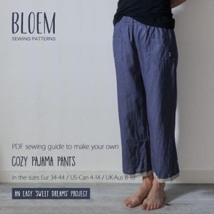 Patrón de costura en PDF para pantalones de pijama, pantalones de pijama para mujer, patrón de descarga instantánea A4/carta EE. UU./A0, ropa DIY, coser un regalo para ella