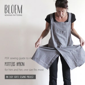 Sewing Pattern Split-leg Potters Apron, Instant PDF Download, Pottery Apron Sewing Guide, Gift sewing for a Potter