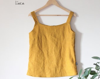 Sleeveless Linen Tank Top: Women's Summer Beachwear (US Size 6)