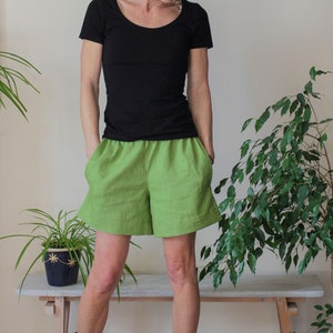 Basic linen shorts, Ready to ship in Blue and Yellow, US size 6