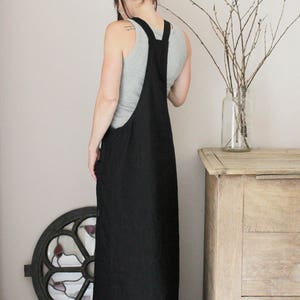 Long linen overall dress