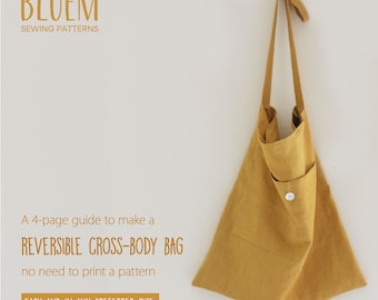 Sewing guide to make a reversible cross body bag, Instant PDF Download, Slingbag, Totebag, Sew a Gift