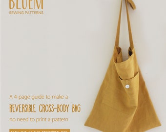 Sewing Guide Reversible Cross Body Bag: Instant PDF Download Totebag