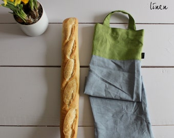 Ready to ship Linen Baguette Bag, Zero waste bread bag