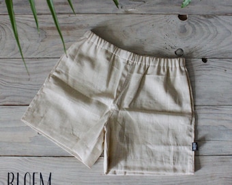 Elastic Waist Linen Shorts, Beach to Sleepwear