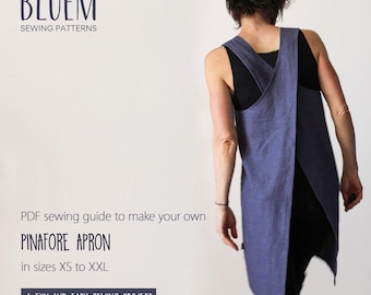 PDF Sewing Pattern Pinafore, No-tie Apron Guide, Instant Download A4/US letter/A0