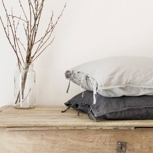 Funda de almohada de ropa de cama cuadrada, 65 x 65 cm / 25,5 x 25,5 pulgadas, Funda de almohada de lino prelavada imagen 2