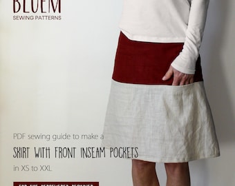 A-Line Skirt Sewing Pattern with Pockets: Beginner PDF Guide (A4/US Letter/A0)