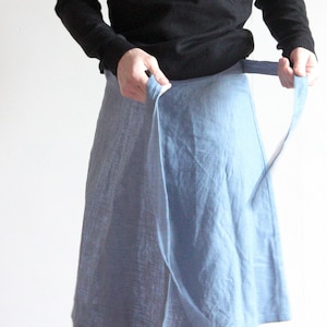 Linen Wrap Skirt Knee Length Midi, Natural Linen Wrap, Summer Skirt, Casual Wrap, Eco-Friendly Fashion image 4