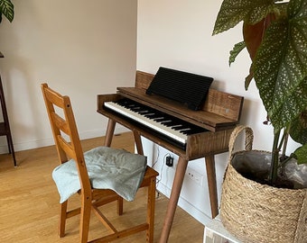 Soporte de teclado de piano moderno de mediados de siglo, soporte de piano para niños, mesa de teclado de piano