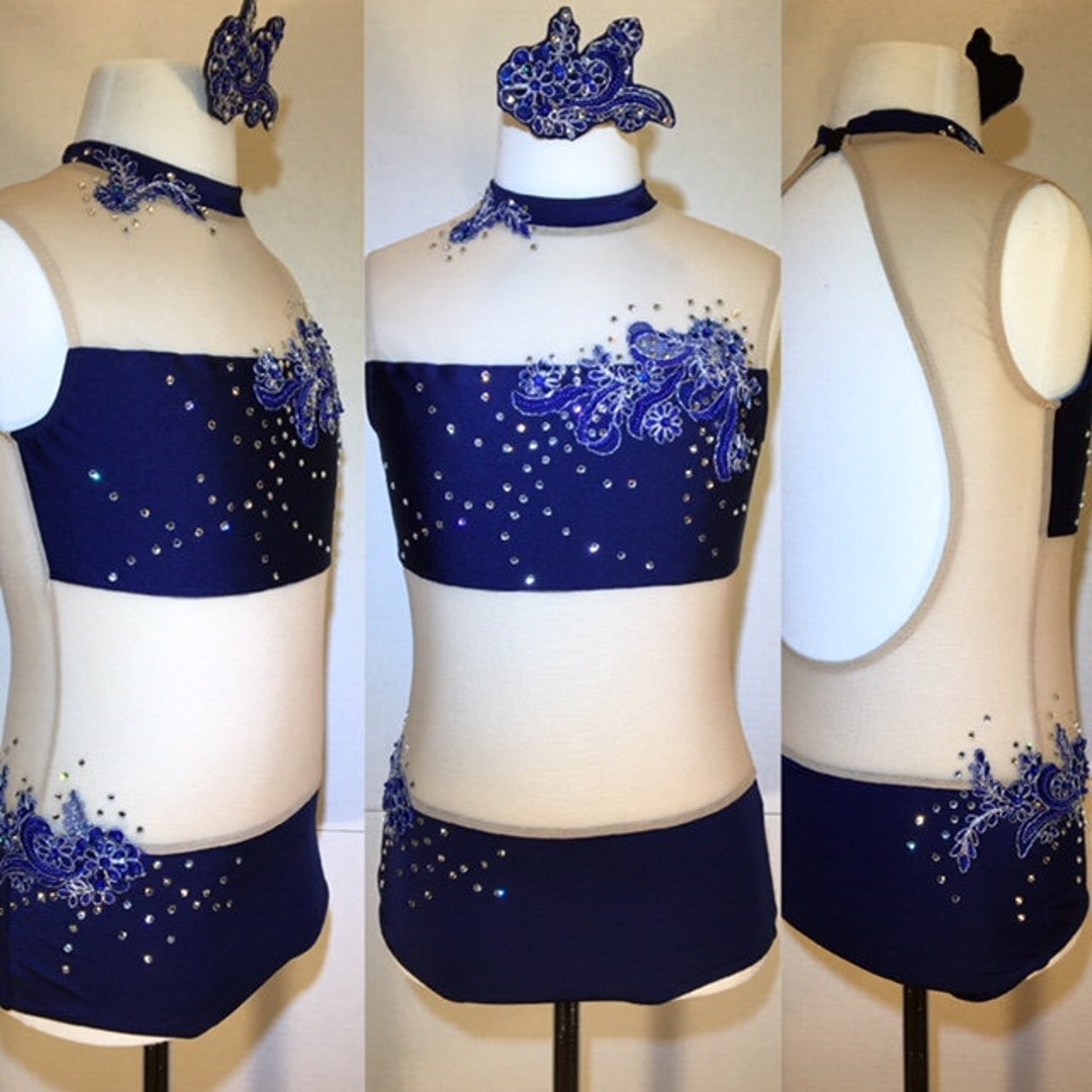 Navy blue & gold star leotard/Swimsuit main image 0