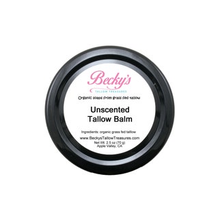 Bio - 100% Gras gevoede talgbalsem - ongeparfumeerde balsem - hydraterende nachtcrème - hydraterend - opgeklopt - handgemaakt - 3 fl oz pot & 7 fl oz