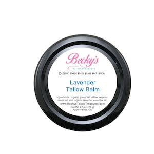 Organische talgbalsem - 100% grasgevoerde talgbalsem - lavendel - hydraterende crème - vochtinbrengende gezichtscrème - droge huid - pot van 3 fl oz en 7 fl oz