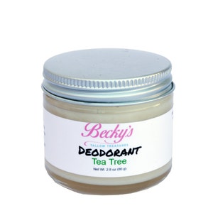 Biologische deodorant met grasgevoerde talg -- Tea Tree-deodorant -- Biologische talg -- 2,5 oz