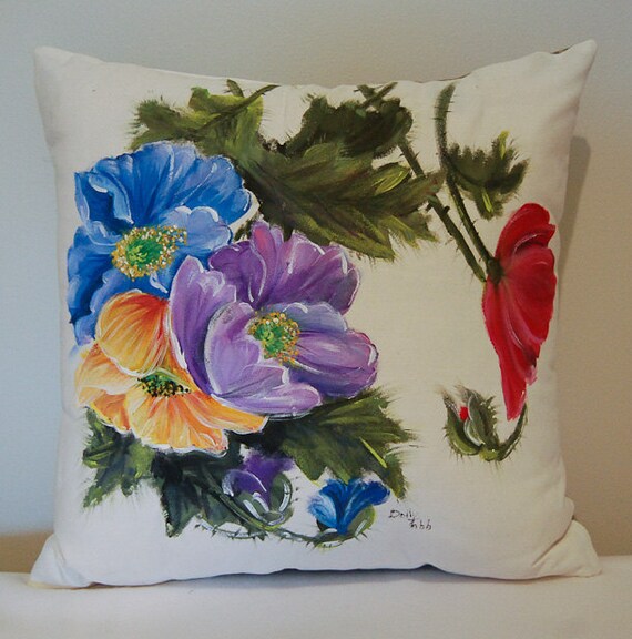 Items similar to Hand Painted Pillow by Dolly on Etsy