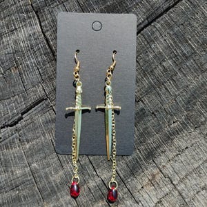 Sword and Blood Drop Earrings
