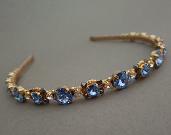 Blue headband Sapphire Wedding tiara Blue crystal crown Blue bridesmaid headband Bridal crown blue Something blue Crystal headband