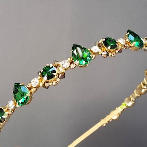 Green headband Wedding green headband Crystal crown green Crystal tiara Bridesmaid headband green Bridal Green headpiece Wedding hiar piece