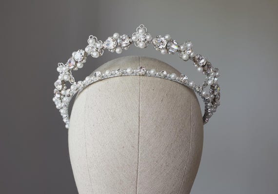 Wedding Pearl Tiara Double Bridal Crown Kokoshnik Bridal