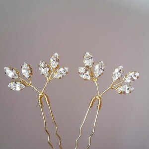 Wedding hair pins gold Crystal Bridal hair pins Wedding bobby pins Set of hair pins Bridal bobby pins Crystal Hair pins Bridal headpiece image 6