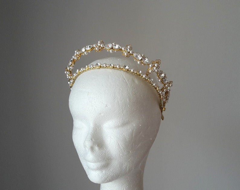 Kokoshnik Tiara Wedding Pearl Crown Bridal Tiara Double Crown Etsy