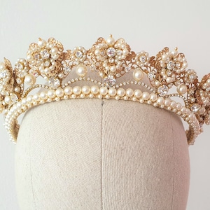 Wedding Pearl Crown Bridal Crown Bridal Flower Tiara Wedding - Etsy