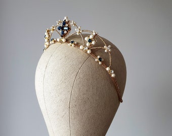 Bruids parelkroon Kristallen huwelijkskroon Bruids tiara Bruiloft parel tiara Gouden kroon Bruids kristallen kroon Bruiloft haaraccessoires