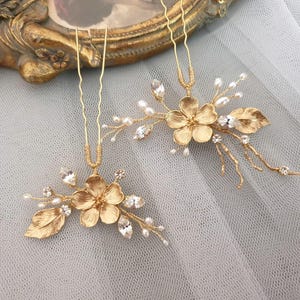 Braut Haarnadeln Hochzeit Haarnadeln gold Set Haarnadeln Gold Haarnadeln Braut Perlen Kopfschmuck Florale Haarnadeln Perlen Haarnadeln Gold