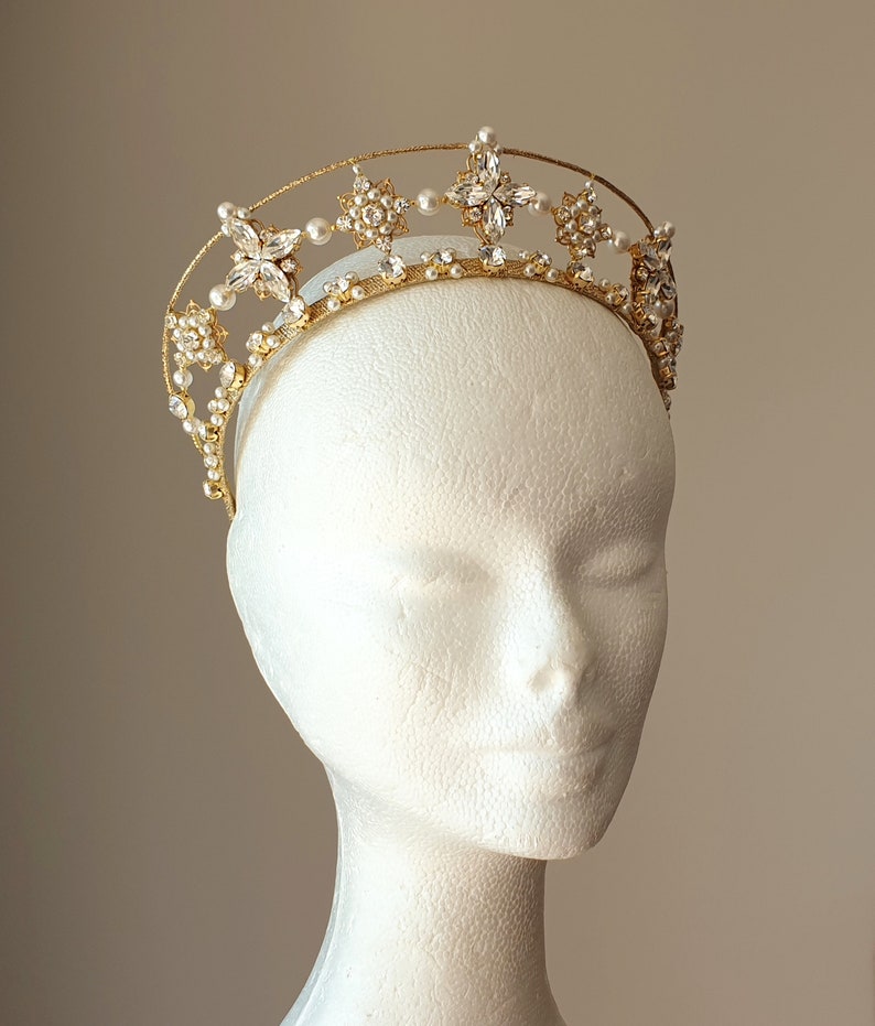 Bridal Pearl Crown Crystal Tiara Wedding Kokoshnik Bridal Star Etsy
