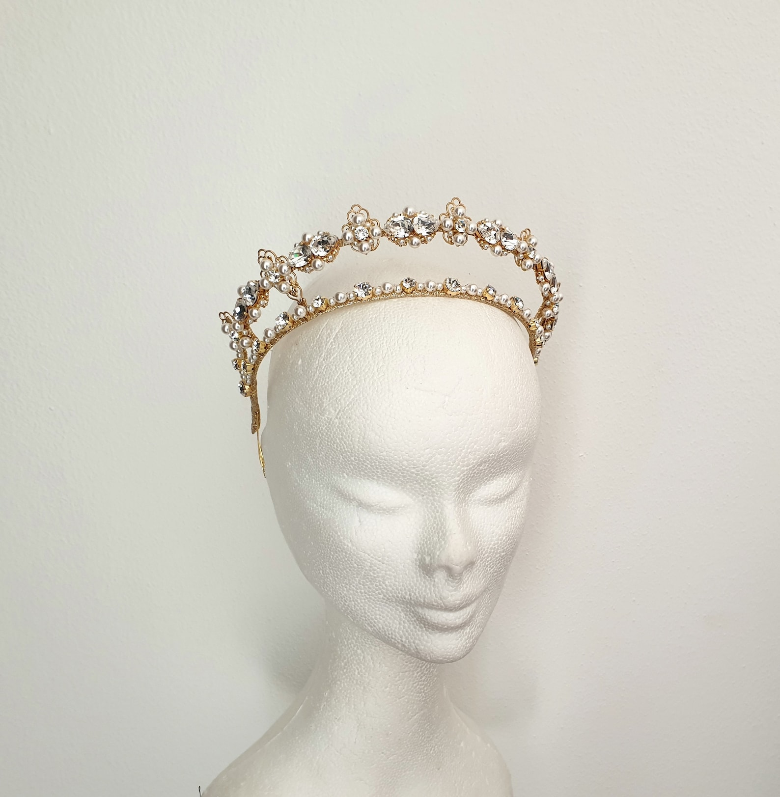 Kokoshnik Tiara Wedding Pearl Crown Bridal Tiara Double Crown Etsy