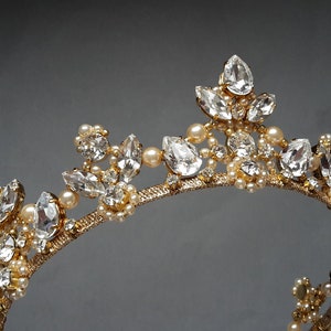Bridal tiara  Wedding pearl crown Gold tiara Bridal crown Wedding tiara  Crystal diadem Princess tiara Bridal crystal tiara Royal crown