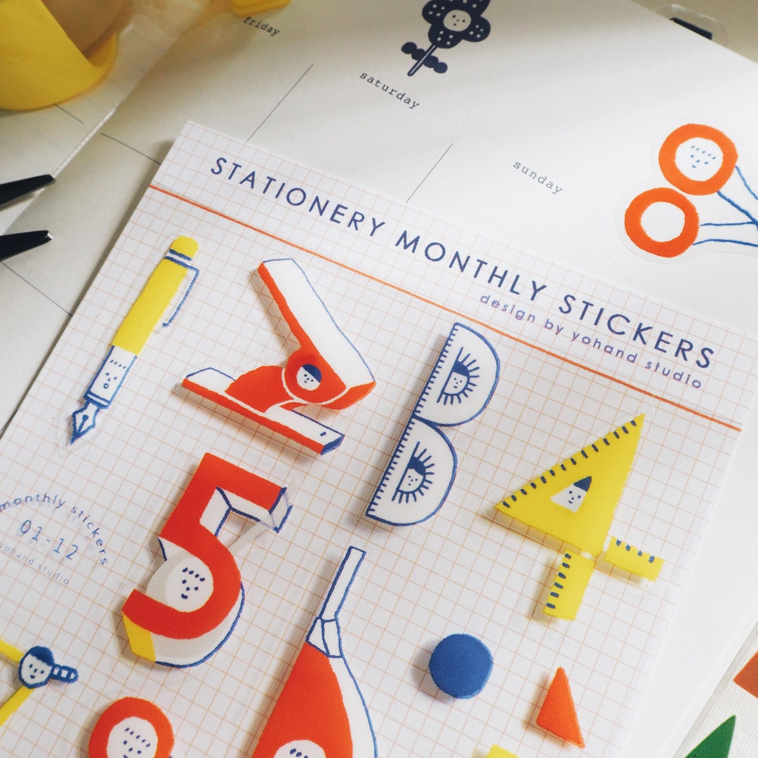 Blue Numbers - Monthly Stickers - Die Cut Tiny Stickers - Shop