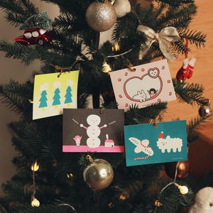 クリスマス ミニカード - 4 枚セット - リソグラフ ポストカード