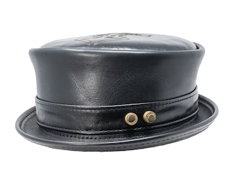 Outlaw - Leather Top Hat - Black Steampunk Tophat - Handmade Western Mad Max - Subverse - Wasteland Weekend - Men Women- Burning Man - Gun
