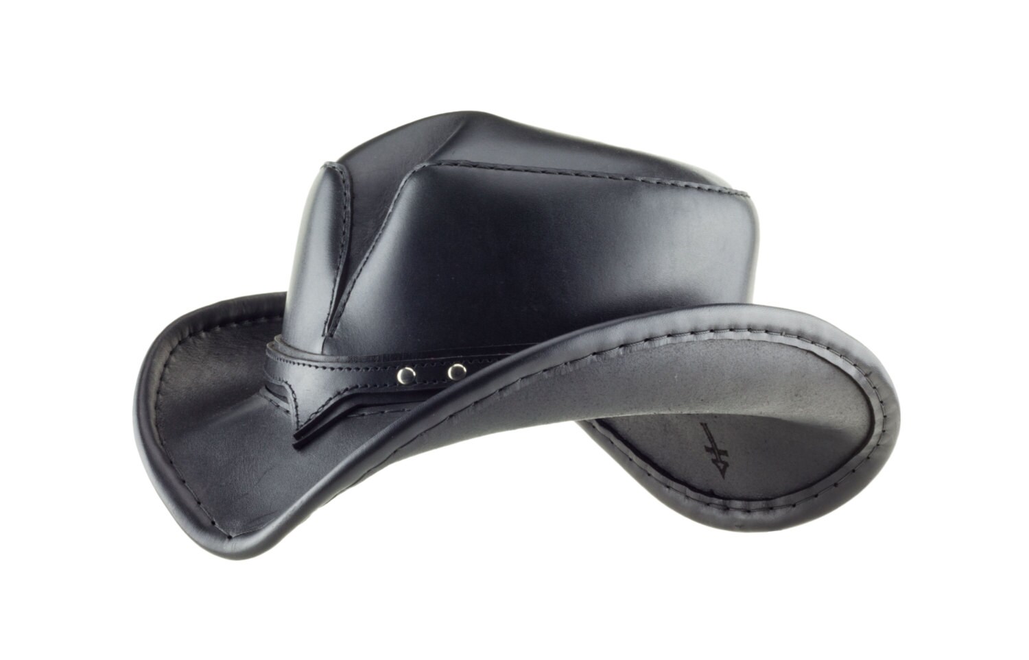 Black Leather Apocalyptic Western Hat 