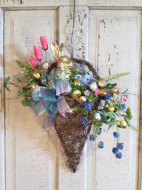 Easter Wall BasketGold Easter Bunny Wall BasketEaster Etsy