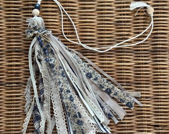 Tassel Bookmark: Blue and Tan
