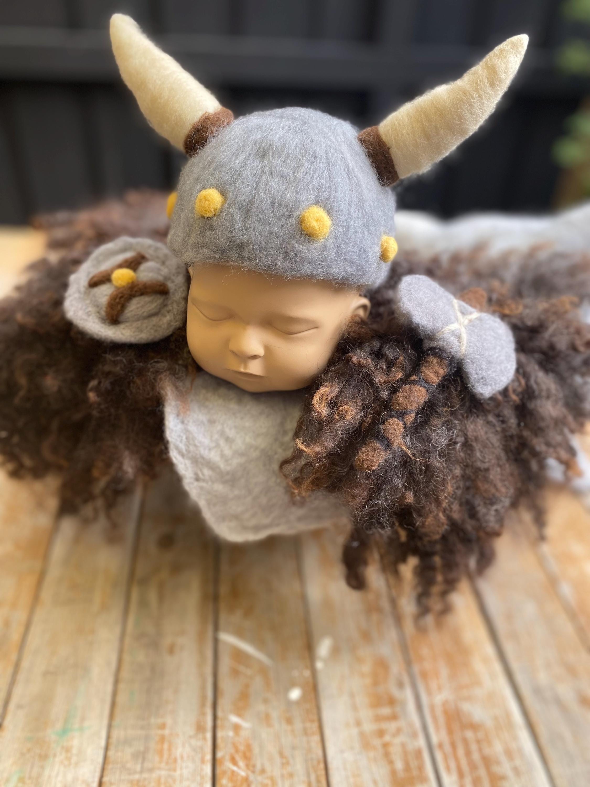 Newborn Viking hat, cape, axe and shield
