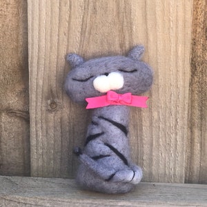 Needle felted photo prop Grey cat