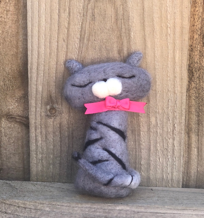 Needle felted photo prop Grey cat