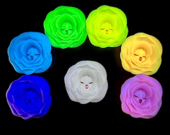 Wonderland Rose Glow-in-the-Dark Magnet | Fantasy Resin Art Sculpture | Handmade Floral Decor